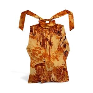 NWT Babaton Elegant Orange Tie-Neck Women's Top M